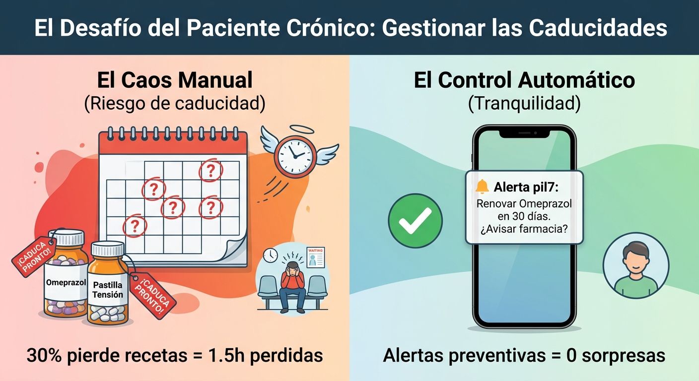 Problema de la caducidad frente al control de recetas