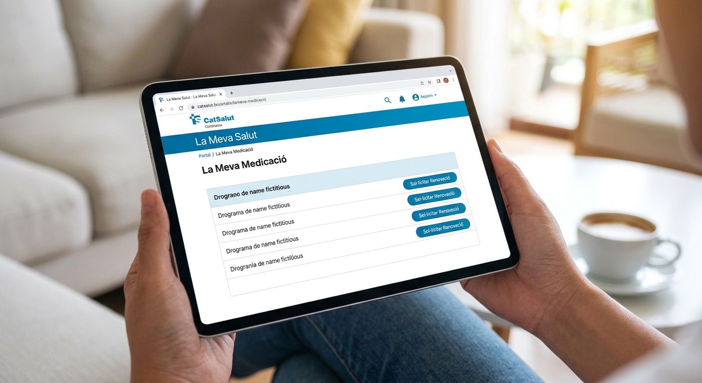 Renovación online de receta en La Meva Salut desde una tablet